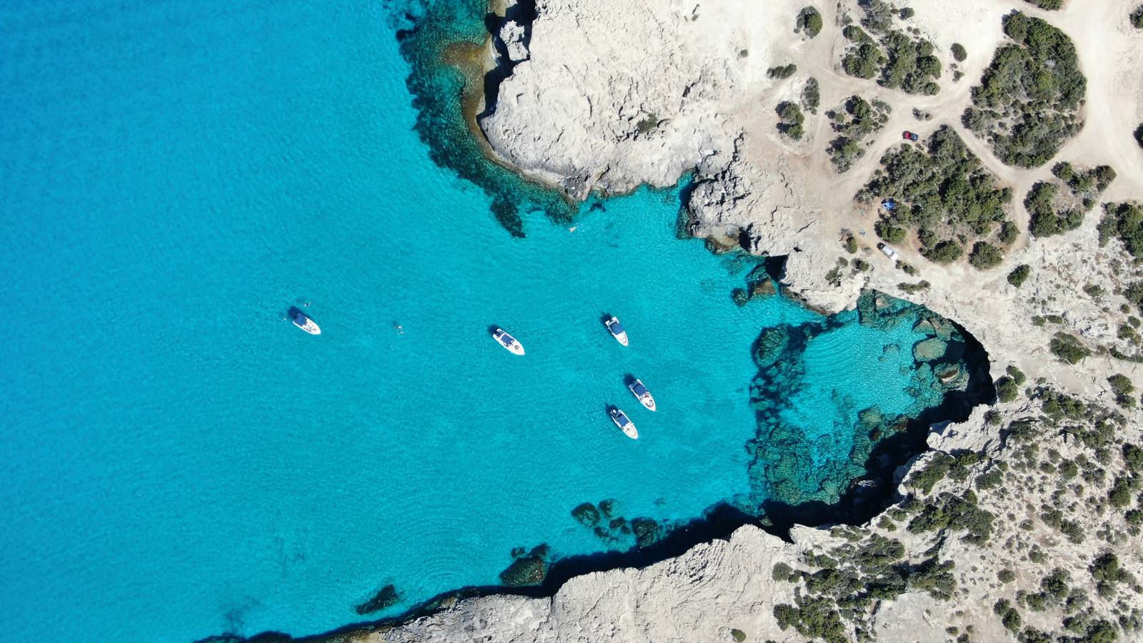 Aerial turquoise cove